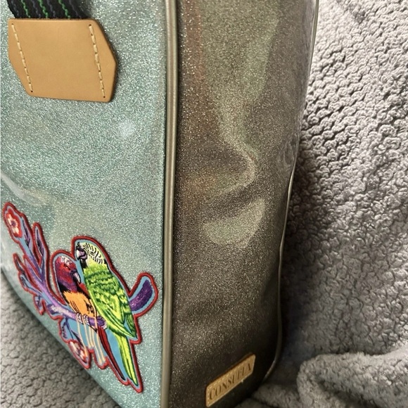 LIKE NEW Consuela Adrian Tote Bag Purse Embroidered Bird Tiger Print - Picture 2 of 7